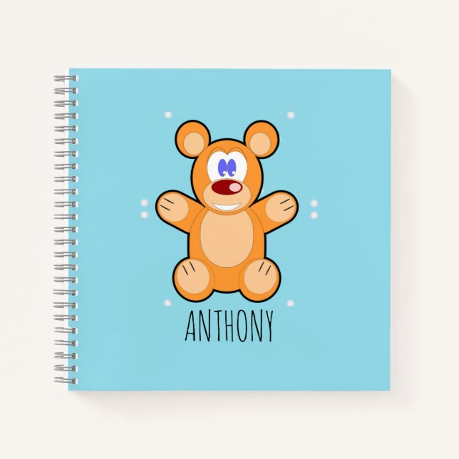 Carnet Ours en peluche marron sur le bleu (Devant)