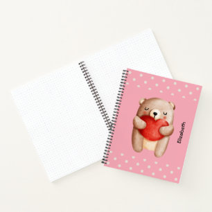 Carnet Ours en peluche mignon portant un coeur rouge