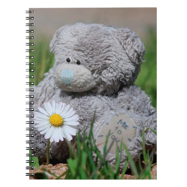 Carnet Ours en peluche mignonne avec marguerite (Devant)