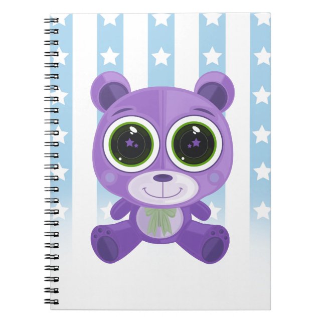 Carnet Ours en peluche - oeil étoilé pourpre (Devant)