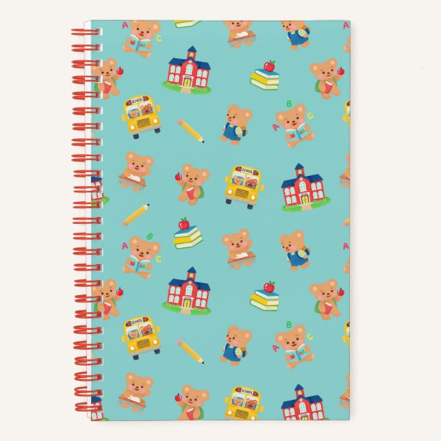 Carnet Ours en peluche retour à l'école bleu (Recto)