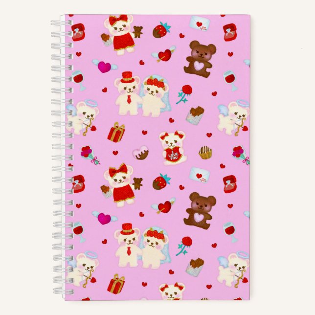 Carnet Ours en peluche rose de la Saint-Valentin (Recto)