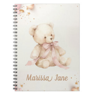 Carnet Ours en peluche rose pastel et marron Bohème Chic
