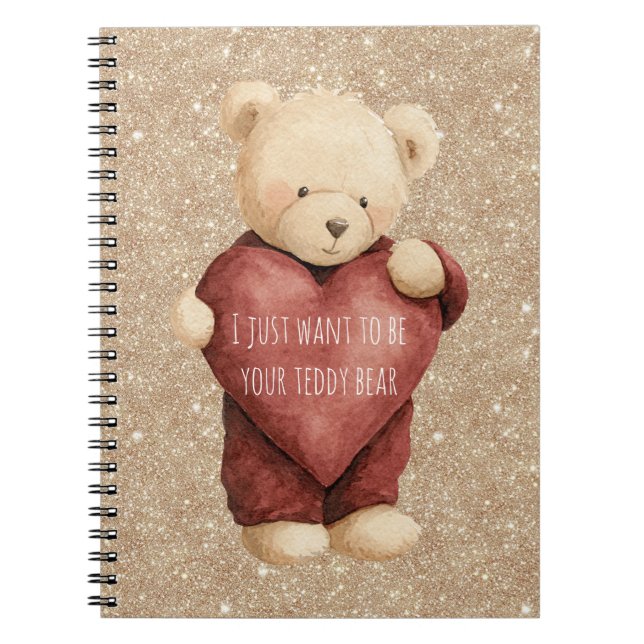 Carnet Ours en peluche rouge cœur (Devant)