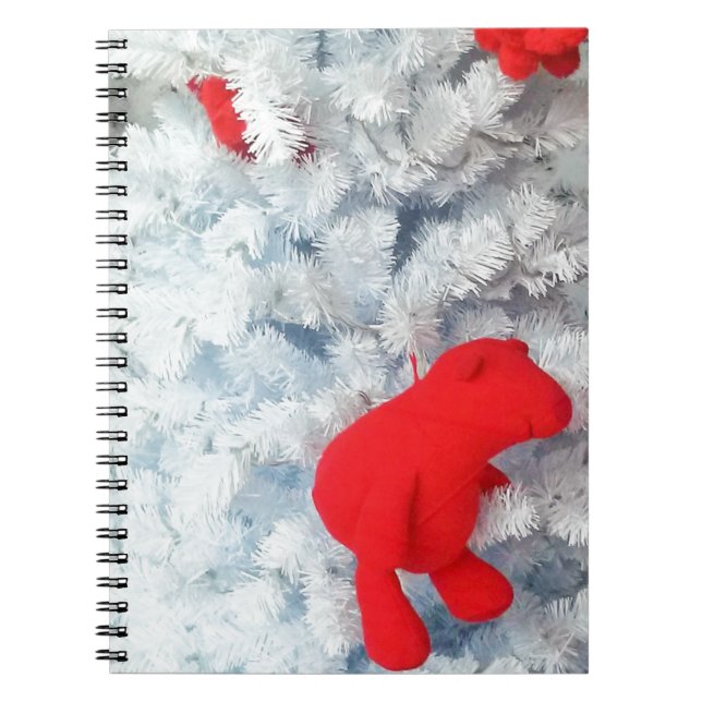 Carnet Ours en peluche rouge dans l'arbre de Noël (Devant)