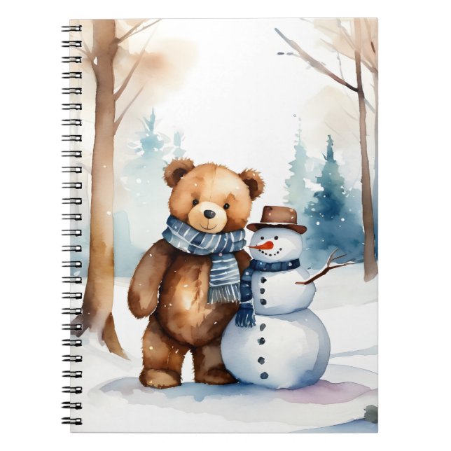 Carnet Ours En Teddy Avec Snowman (Devant)