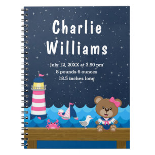 Carnet Ours fille nautique rose marine Statistiques de na