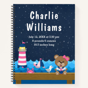 Carnet Ours fille nautique rose marine Statistiques de na