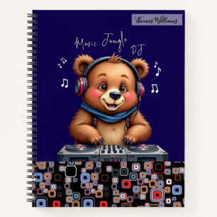Carnet Ours grizzly DJ souriant, musique heureuse Jungle