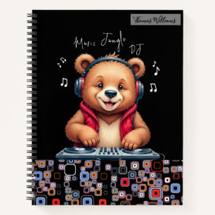 Carnet Ours grizzly heureux, DJ souriant, Jungle musicale