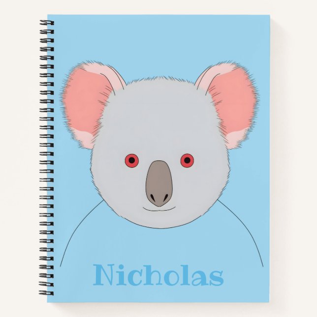 Carnet Ours Koala Bleu Cute Personnalisé (Devant)