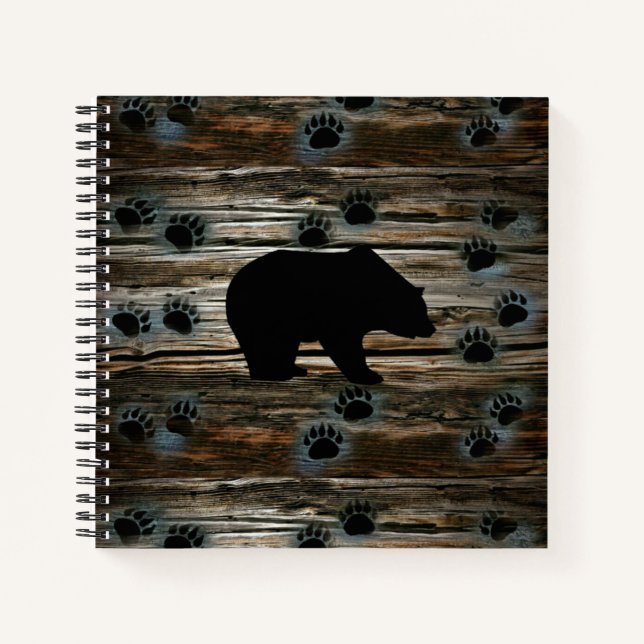 Carnet Ours Noir Ours Noir Pâtes Bois Rustique (Devant)