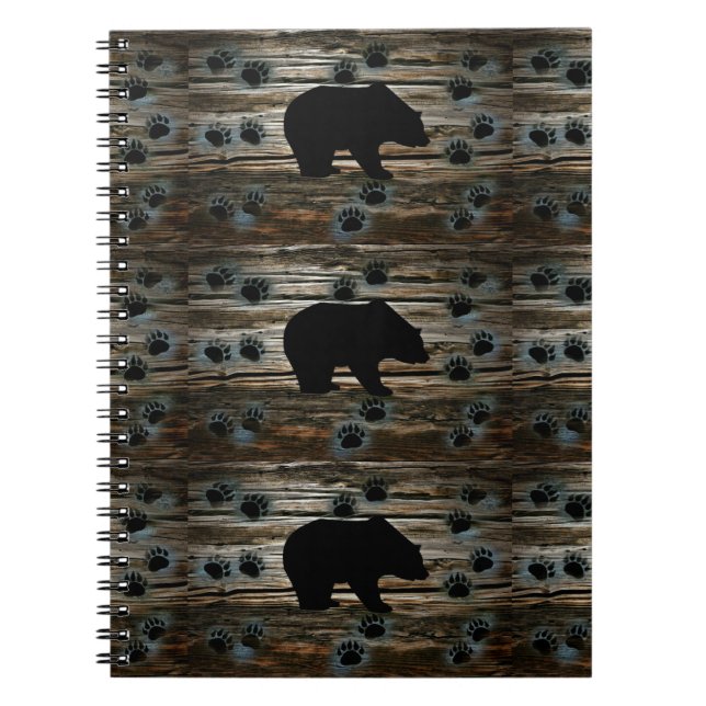 Carnet Ours Noir Ours Noir Pâtes Bois Rustique (Devant)