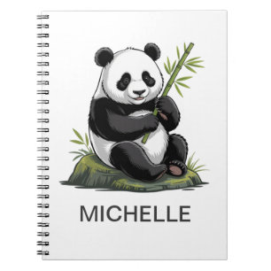 Carnet Ours Panda Mignon Personnalisé Avec Bambou Verdure