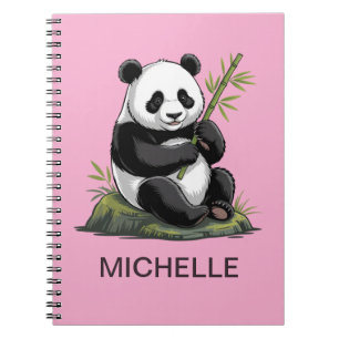 Carnet Ours Panda Personnalisé Végétal Bambou Rose