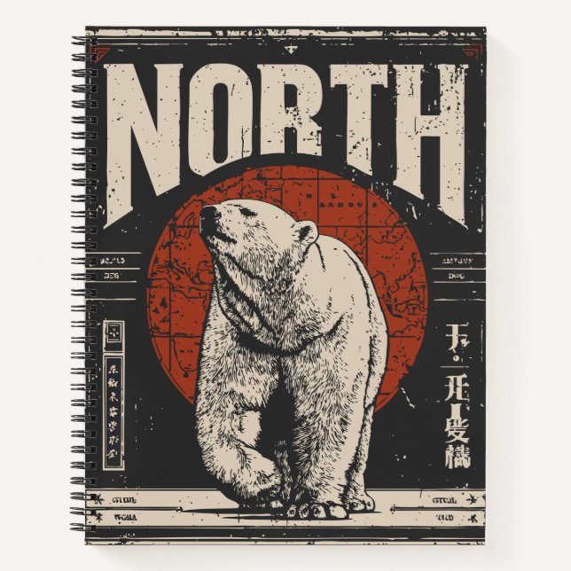 Carnet Ours polaire avec Red Sun et Northern Map (Devant)