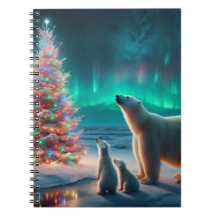 Carnet Ours Polaire Maman Cubs Arbre de Noël Aurora Borea