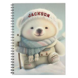 Carnet Ours polaire mignon Ski Flocon de neige Wonderland
