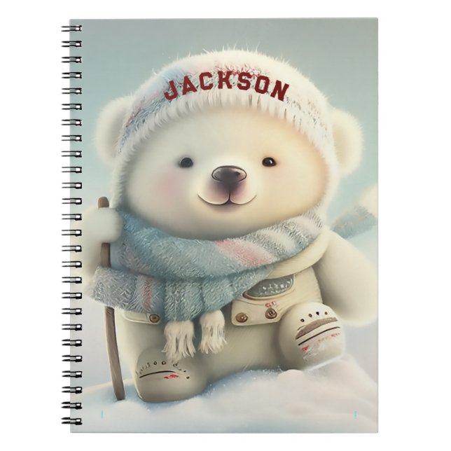 Carnet Ours polaire mignon Ski Flocon de neige Wonderland (Devant)
