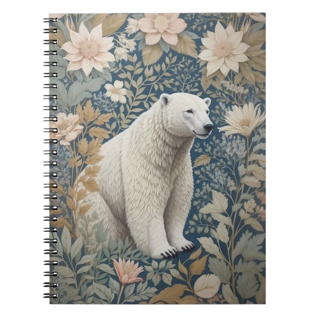 Carnet Ours polaire William Morris Inspiré Floral (Devant)