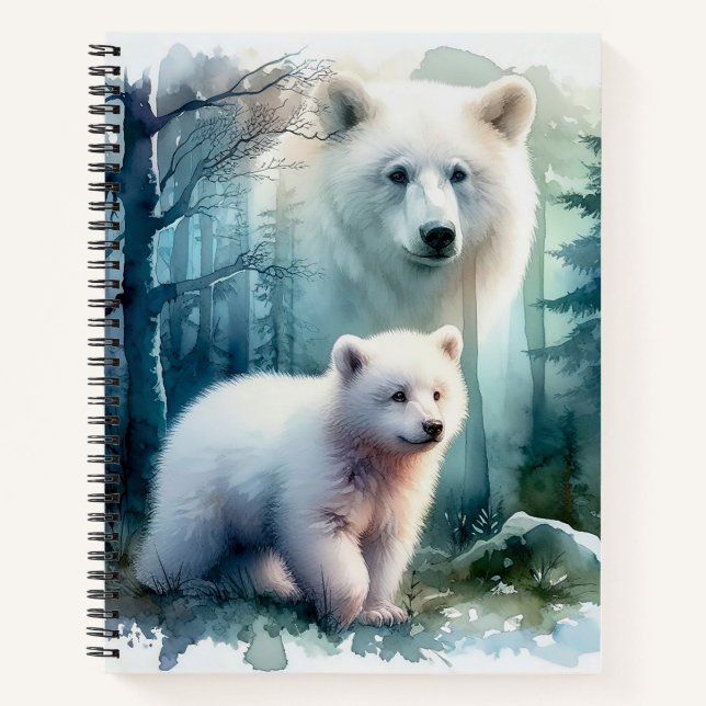 Carnet Ours polaires à l'aquarelle (Devant)