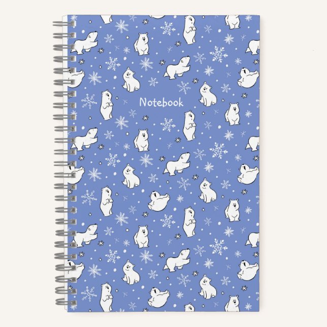 Carnet Ours polaires et flocons de neige - Personnaliser  (Recto)