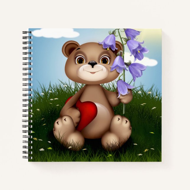 Carnet Ours tenant un bouquet de fleurs-30926 (Devant)
