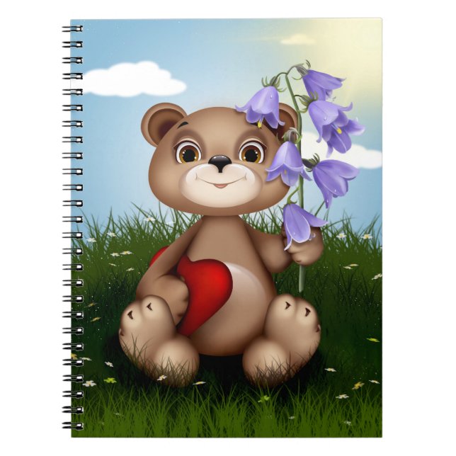 Carnet Ours tenant un bouquet de fleurs-30926 (Devant)