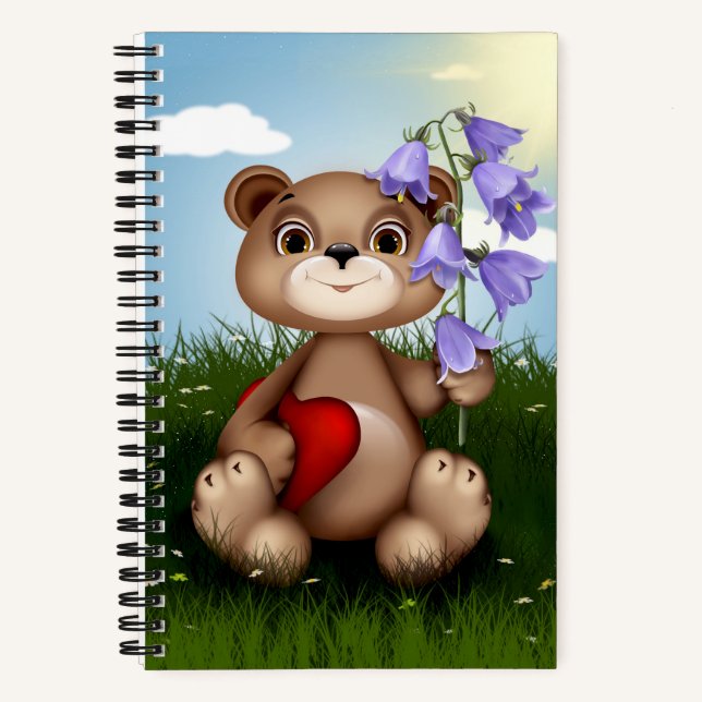 Carnet Ours tenant un bouquet de fleurs-30926 (Recto)