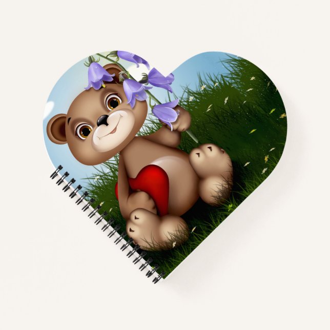 Carnet Ours tenant un bouquet de fleurs-30926 (Devant)