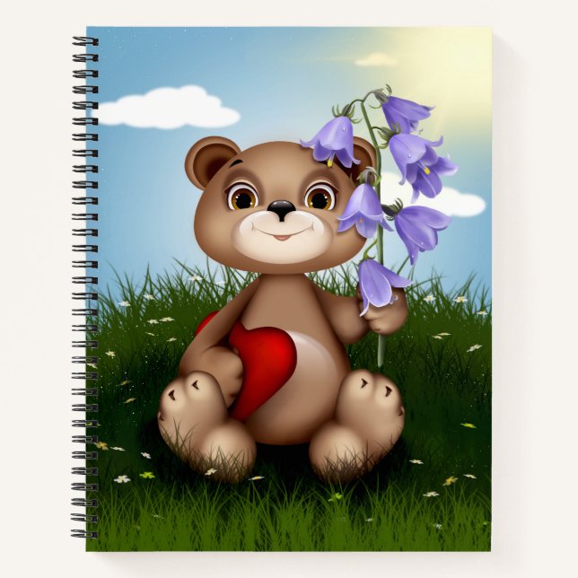 Carnet Ours tenant un bouquet de fleurs-30926 (Devant)
