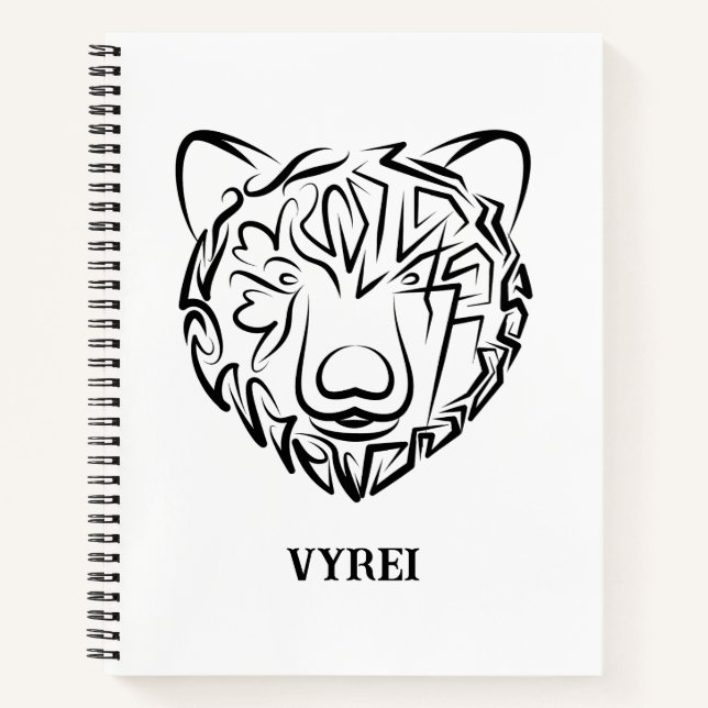 Carnet Ours tribal noir et blanc (Devant)