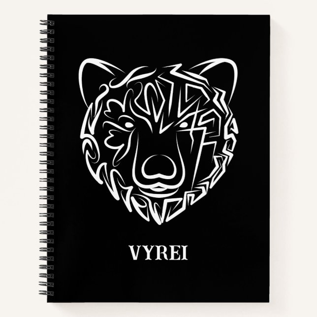 Carnet Ours tribal noir et blanc (Devant)