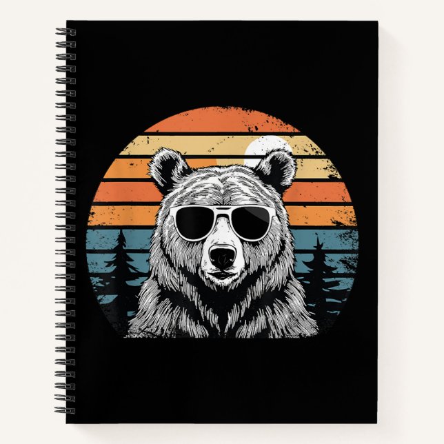 Carnet Ours Vintage avec Lunettes de Soleil (Devant)