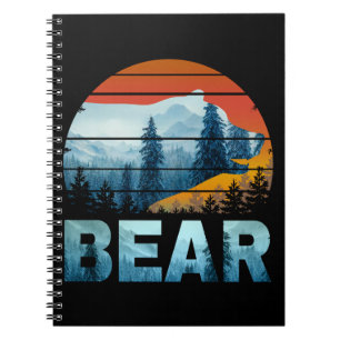CARNET OURS VINTAGE NATURE SAUVAGE FORET COUCHER DE SOLEI