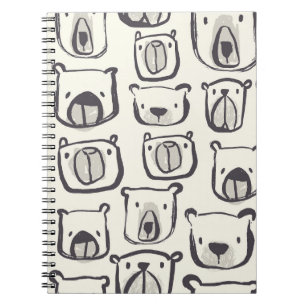 Carnet Ourson mignon, motif transparent dessiné à la main