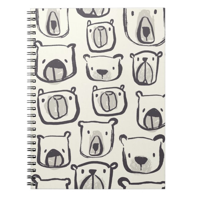 Carnet Ourson mignon, motif transparent dessiné à la main (Devant)