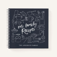 Outil de cuisine esquissé Noteboo de recette perso