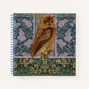 Carnet OWL DE NUIT, LILACS ET FEUILLE Art Nouveau Floral