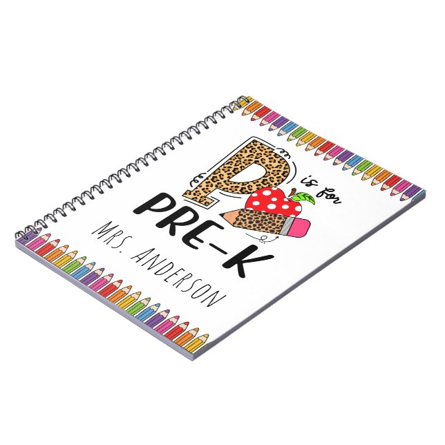 Carnet P est pour l'enseignant pré-K Retour à l'école (Côté gauche)