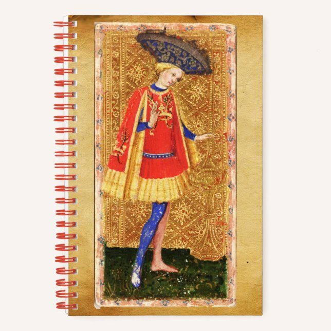 CARNET PAGE DE TAROTS ANCIENS ET CHEVALIER DES COUPES (Recto)