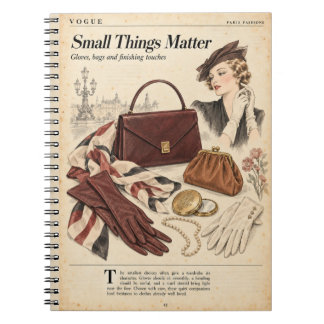 Carnet Pages de magazine de mode vintage, style antique