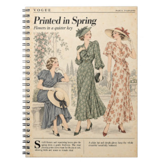 Carnet Pages de magazine de mode vintage, style antique