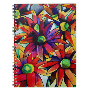 Carnet Paille marguerite art fleur sauvage multicolore