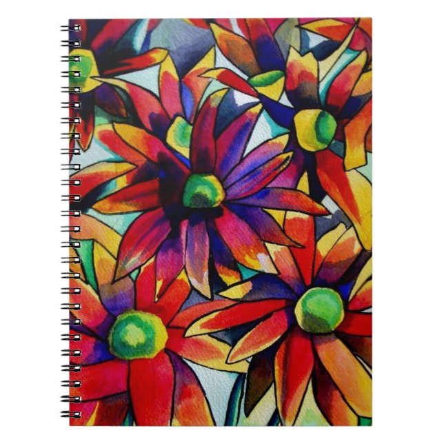 Carnet Paille marguerite art fleur sauvage multicolore (Devant)
