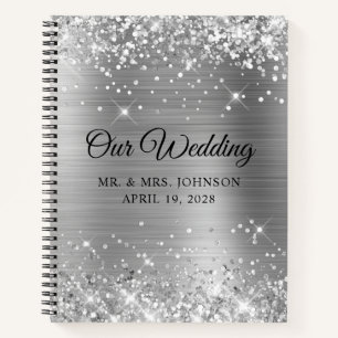 Carnet Pailleté Argenté Feuille Notre Invité de Mariage