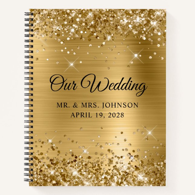 Carnet Pailleté d'Or Feuille Notre Invité de Mariage (Devant)