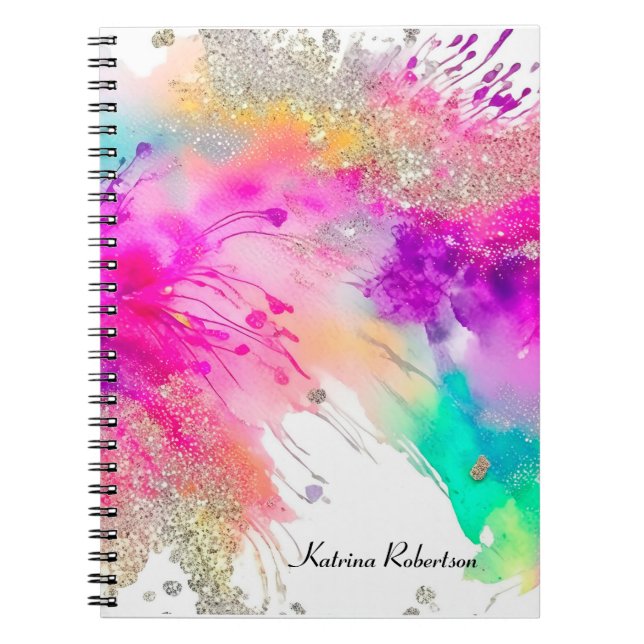 Carnet Pailleté Marbré Coloré Moderne  (Devant)