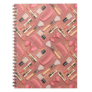 Carnet Pailleté motif cosmétiques rose