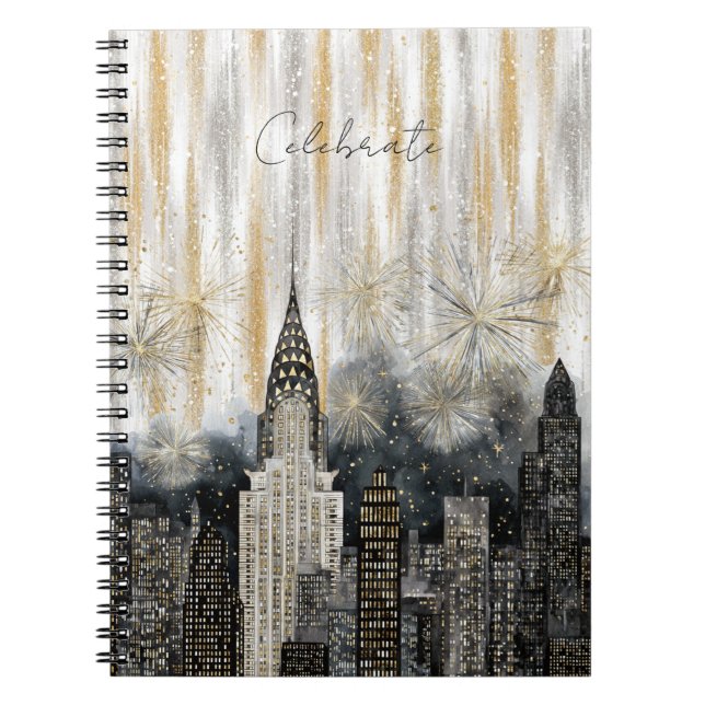 Carnet Pailleté Or Argent Célébrer Ville (Devant)